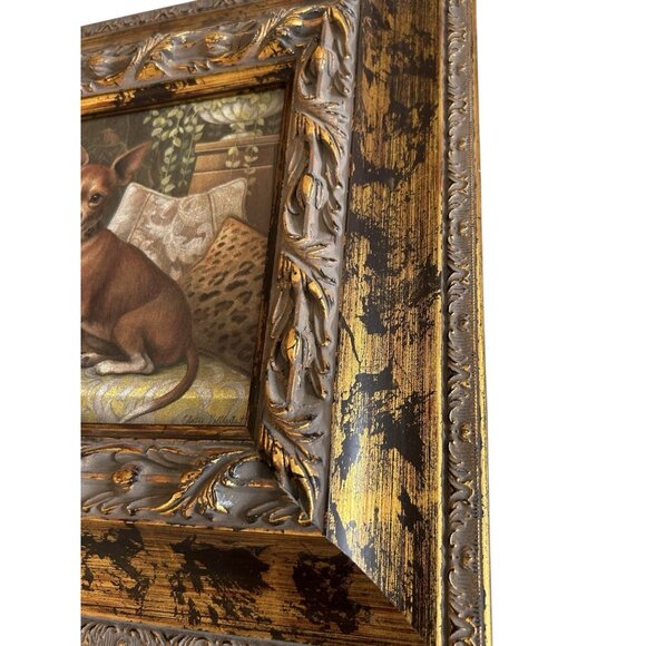 Pampered Chihuahua Dog Print NY Artist Elaine Vollherbst Matted Ornate Frame 13" - Picture 6 of 13